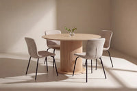 Spisegruppe Linus & Reko 2-pakk + Rundt Ø120 – beige og natur