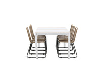 Spisegruppe Togo & Lindos 200 × 100 + spisestol 2-pakk – hvit og brun