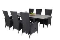 Spisebord Padova 160 x 100 + 2-pakk lenestoler – svart