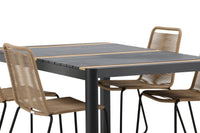 Spisegruppe Togo & Lindos rektangulært 150 x 90 med 2-pakk spisestoler – svart og brun