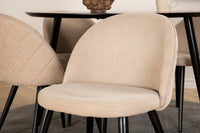 Spisegruppe Dipp & Velvet Rund ⌀115 + spisestol 2-pakk – svart og beige