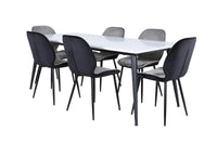 Spisegruppe Emma & Jimmy 2-pakk rektangulært spisebord 195 x 90 – grå og hvit