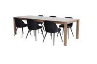 Spisegruppe Slider & Velvet rektangulær 170 x 95 2-pakk – natur og svart