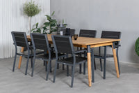 Spisegruppe Julian & Levels rektangulær 210 x 100 + spisestoler 2-pakk – natur og svart