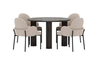Spisestol 2-pakk – beige + Rundt spisebord ⌀120 – svart