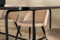 Spisegruppe Uno & Velvet rektangulær 200 x 90 + spisestol 2-pakk – svart og beige