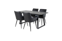 Spisegruppe Inca & Comfort 160 x 85 + 2-pakk spisestoler – svart