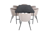 Spisegruppe Berit & Uno 200 x 90 – beige og svart