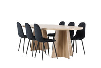 Spisestol Polar & Bootcut 2-pakk + Spisebord ovalt 230 x 115 – svart og natur