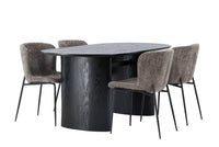Spisestol Modesto & Isolde 2-pakk + Spisebord ovalt 180 x 90 – brun og svart
