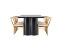 Spisegruppe Alfons & Olivia rektangulær 210 x 100 – beige og svart