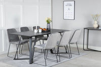 Spisestol Muce & Marina 2-pakk + Spisebord Muce & Marina 180 x 90 – grå og svart