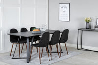Spisestol Polar & Marina 2-pakk + Rektangulært spisebord 180 x 90 – svart
