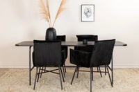 Spisestol Petra & Uno + Rektangulært spisebord 200 x 90 – svart