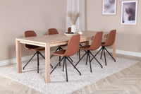 Spisebord Slider & Polar 170 x 95 + spisestol 2-pakk – hvitvasket og brun