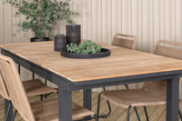 Spisegruppe Mexico & Lindos 180 x 90 + 2-pakk spisestoler – natur og brun