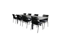Spisestol Julian & Levels 4-pakk + rektangulært spisebord 229 × 100 – svart