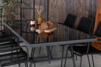 Spisegruppe Dallas & Lindos 193 x 90 + spisestol 2-pakk – svart