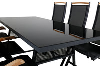 Spisebord Dallas & Panama 193 x 90 + posisjonsstol 2-pakk – svart