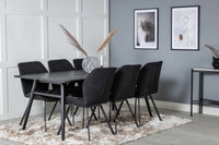 Spisebord Sleek & Gemma 195 x 95 + spisestol 2-pakk – svart