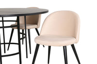 Spisebord rundt ⌀140 – svart + spisestol 2-pakk – beige