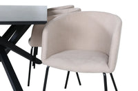 Spisegruppe Berit & Piazza 180 x 90 – beige og svart