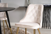 Spisegruppe rund ⌀115 med 2-pakk spisestoler – svart og beige