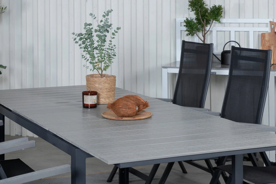 Posisjonsstol Albany & Levels 2-pakk + Spisebord 160 x 100 – svart