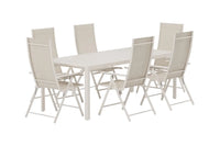 Spisebord 200 x 90 + posisjonsstol 2-pakk – beige