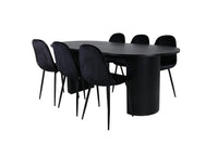 Spisegruppe Bianca & Polar oval 200 x 90 + spisestol 2-pakk – svart