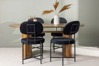 Spisegruppe oval 180 x 90 med 2-pakk spisestoler – svart og natur