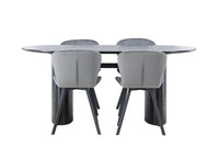 Spisegruppe oval 2-pakk 180 x 90 – grå og svart
