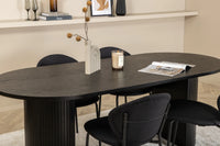 Spisestol Vault & Bianca 2-pakk + Spisebord ovalt 200 x 90 – svart