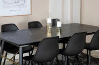 Spisebord Gold & Polar rektangulært 180 x 85 + spisestol 2-pakk – svart