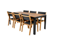 Spisestol Venice & Bois 2-pakk + Spisebord rektangulært 205 x 90 – natur