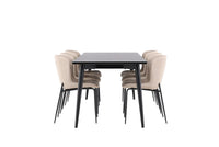 Spisegruppe 2-pakk + rektangulært spisebord 230 x 85 – beige og svart