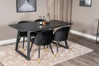 Spisestol Velvet & Inca 2-pakk + Rektangulært spisebord 160 x 85 – svart
