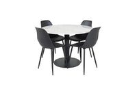 Spisegruppe Polar & Estelle 2-pakk + Rundt spisebord ⌀106 – svart og hvit