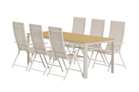 Rektangulært spisebord Etna & Levanzo 210 x 90 + posisjonsstol 2-pakk – beige