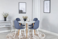 Spisestol Polar & Plaza 2-pakk + Spisebord rundt ⌀100 – blå og hvit