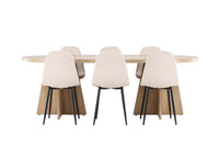 Spisestol Polar & Bootcut 2-pakk + Spisebord ovalt 230 x 115 – beige og natur