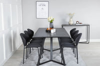 Spisestol Vault & Marina 2-pakk + Rektangulært spisebord 180 x 90 – svart