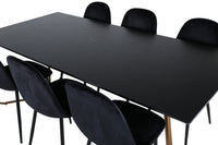 Spisegruppe Petra & Polar 190 x 90 + spisestol 2-pakk – svart