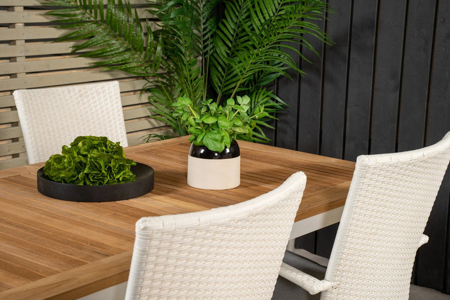 Spisestol Anna & Panama 2-pakk + Rektangulært spisebord 160 x 90 – hvit