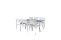 Spisegruppe Virya & Santorini 200 × 100 + 2-pakk spisestol – hvit