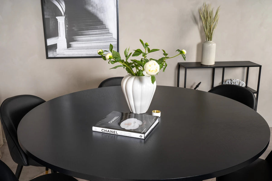 Spisegruppe rund ⌀140 med 2-pakk spisestoler – svart