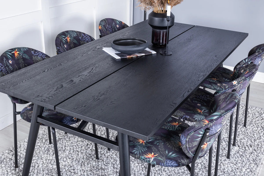 Spisegruppe Sleek & Vault 195 x 95 + spisestoler 2-pakk – svart