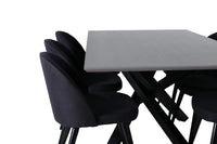 Spisestol Velvet & Piazza 2-pakk + rektangulært spisebord 180 x 90 – svart