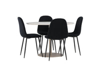 Spisestol Polar & Lycke 2-pakk – svart + Spisebord rundt ⌀110 – beige