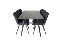 Spisebord Sleek & Gemma 195 x 95 + spisestol 2-pakk – svart